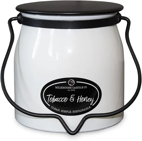 Vista 10 de Milkhouse Candle Company Vela de soja junto a canela – Canela y nuez moscada brasas aromáticas Amberwood y vainilla perfumada – Tarro de crema