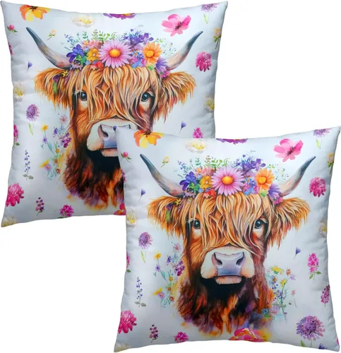 Vista 161 de Giwawa Juego de 2 fundas de almohada decorativas con diseño floral de girasol de 16 x 16 pulgadas, fundas de cojín decorativas para el hogar, sofá