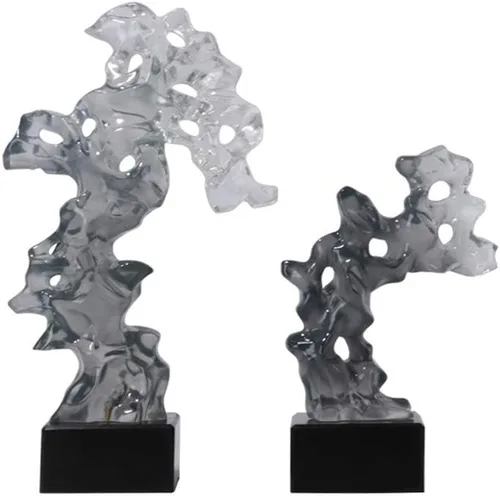 Vista 3 de Estatua china de feng shui, escultura de piedra de Taihu, decoración moderna de resina para sala de estar, decoración moderna, decoración abstracta