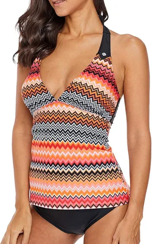 Vista 2 de SEBOWEL - Traje de baño para mujer con estampado floral y cuello en V, estilo tankini (sin la parte inferior)