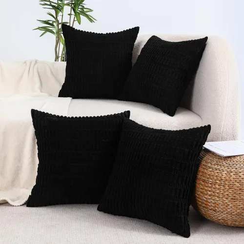 Vista 15 de All Smiles - Juego de 4 fundas de almohada decorativas negras de 16 x 16 pulgadas para decoración rústica de estilo casa de campo, funda de cojín