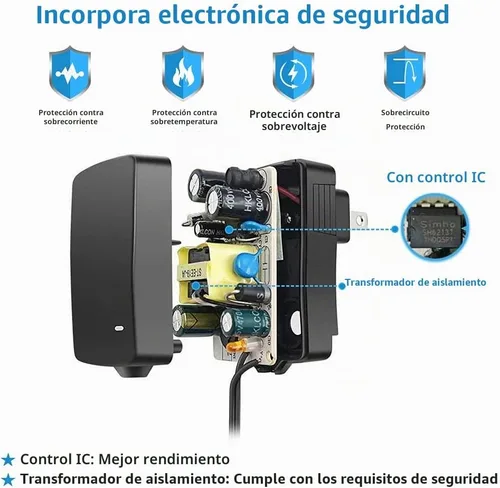 Vista 2 de Powseed - Adaptador universal de CA de 12 W, 3 V, 4,5 V, 5 V, 6 V, 7,5 V, 9 V, 12 V, 1 A, cargador de CC