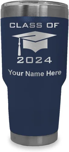 Vista 38 de LaserGram Vaso aislado al vacío de 20 onzas, grado de tapa clase de 2024, 2025, 2026, 2027, 2028, grabado personalizado incluido (negro)
