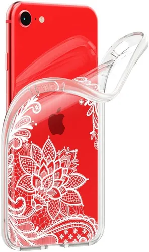 Vista 3 de Funda de teléfono para iPhone SE 2020, iPhone 8, iPhone 7, funda delgada a prueba de golpes con patrón floral transparente suave y flexible TPU
