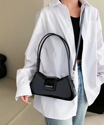 Vista 3 de Bolso de noche para mujer, bolso de mano de cuero, bolso de hombro pequeño, bolso de mano brillante, bolso de mano con asa superior 2023