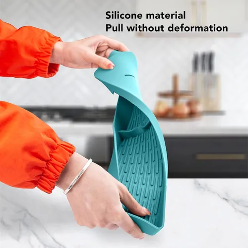 Vista 4 de TOPINCN Estante superior para estufa, estante superior de silicona, suministros de cocina, magnético a prueba de fugas, antideslizante, estante