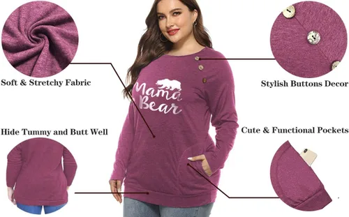 Vista 4 de VISLILY Camisa casual de manga larga con botones y bolsillos para mujer