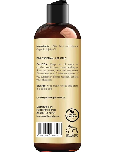 Vista 3 de Handcraft Blends - Aceite de jojoba orgánico, 8 onzas líquidas