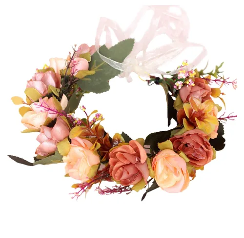 Vista 10 de Corona floral para mujer, diadema floral para el cabello, corona de flores, halo bohemio, fiesta, baile de graduación, fotos