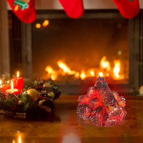 Vista 3 de HEITIGN - Lámpara de chimenea sin llama, lámpara de carbón 3D artificial con leña realista para el hogar, interiores y exteriores