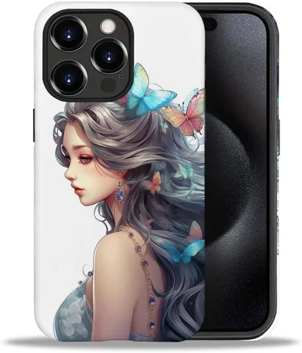 Vista 37 de CARLOCA Funda compatible con iPhone 15 Pro Max, funda protectora de gato en A para iPhone 15 Pro Max, TPU suave + PC duro 2 en 1, funda protectora
