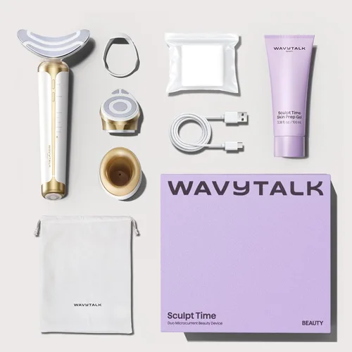 Vista 13 de Wavytalk Esculpir el dispositivo facial de la microcorriente del tiempo Oro champán