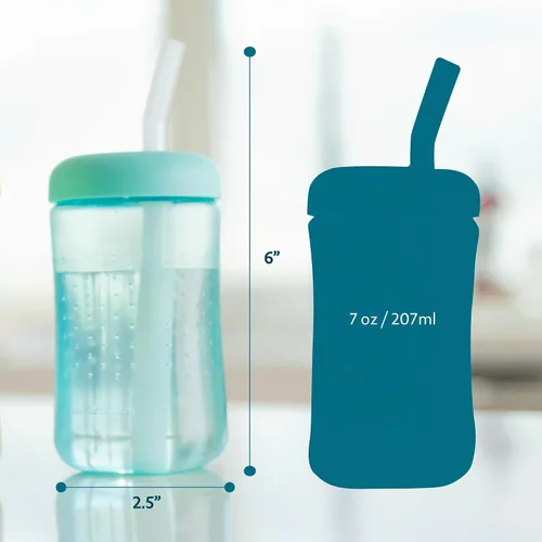 Vista 8 de The First Years Squeeze & Sip - Vasos con pajita para niños pequeños, taza de transición exprimible con popote de silicona, suministros