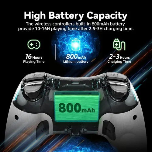 Vista 7 de Y-Team Controlador inalámbrico para juegos para SwitchLiteOLED, Ps-3Ps-4, controlador Bluetooth para Windows PCiOSAndroidSteam, con color RGB