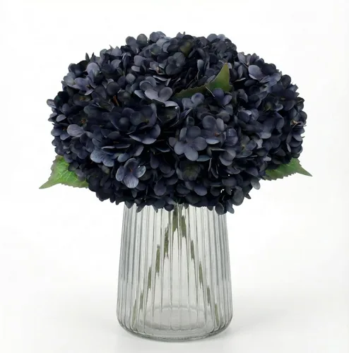 Vista 12 de 5 piezas de flores artificiales falsas, hortensias de seda, 1 arreglos de cabeza de flor, ramos de boda, decoración floral de plástico, centros