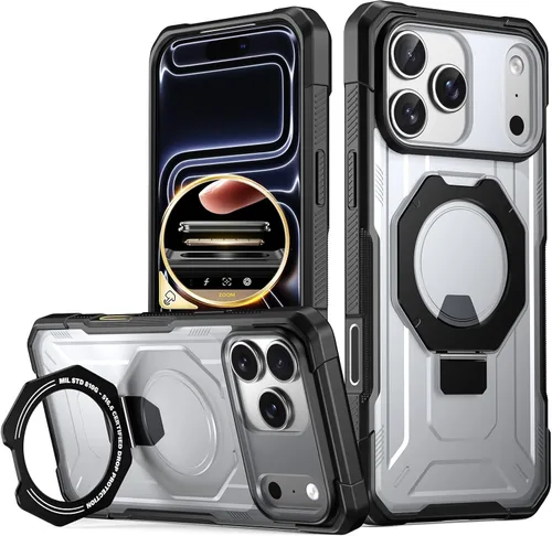 Vista 11 de Funda Poetic Spartan con soporte de anillo para iPhone 17, [Botón de control de cámara][Compatible con Magsafe], funda protectora de cuerpo