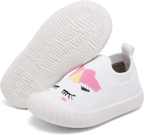 Vista 6 de Tianohoh Zapatos deportivos para niños y niñas, zapatos casuales para caminar, transpirables, ligeros, de malla, sin cordones, mocasines