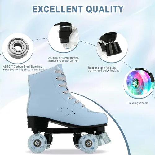 Vista 4 de jessie Patines de ruedas para mujer, patines esmerilados, ajustables, holográficos, para mujeres, patines de velocidad para mujeres, patines