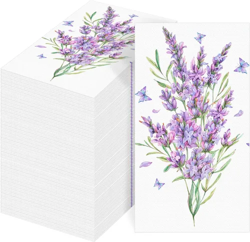 Vista 10 de Paquete de 100 servilletas florales desechables de papel de 2 capas decorativas para cena, servilletas de cóctel de flores para baño, inodoro