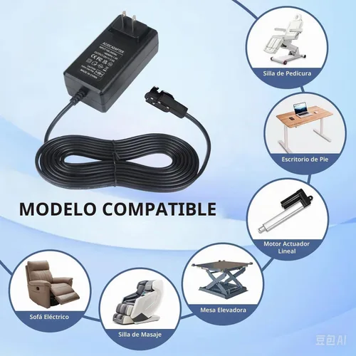 Vista 7 de HUZUM Fuente de alimentación reclinable enchufable de pared, transformador de fuente de alimentación conmutada de 29 V 2 A CA/CC compatible