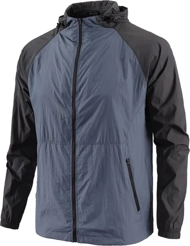 Vista 3 de Chaqueta ligera con capucha y cremallera completa para hombre, impermeable, para senderismo