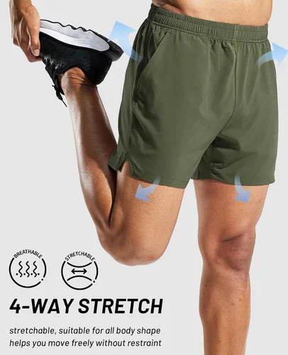 Vista 5 de MIER Pantalones cortos deportivos para correr de 5 pulgadas para hombre con bolsillos, de secado rápido, ligeros, pantalones cortos de entrenamiento