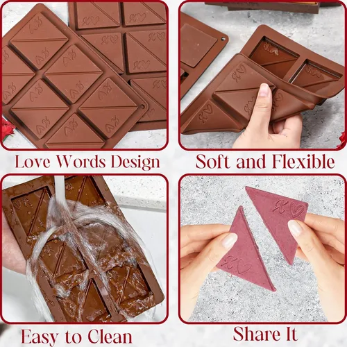 Vista 4 de Webake Molde cuadrado para chocolate, paquete de 2 moldes de silicona para chocolate de conversación, molde de chocolate para parejas románticas