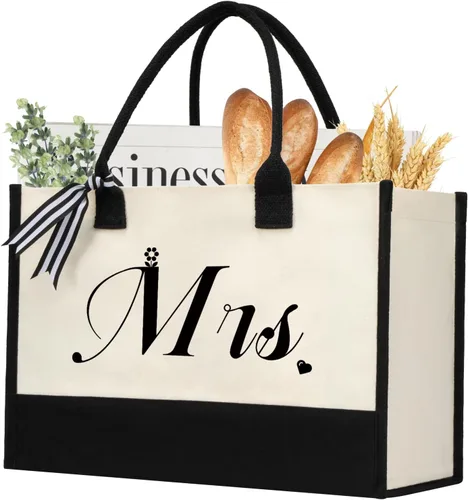 Vista 16 de shenee Initial Canvas Tote Bag, Personalized Beach Bags Gift for Women