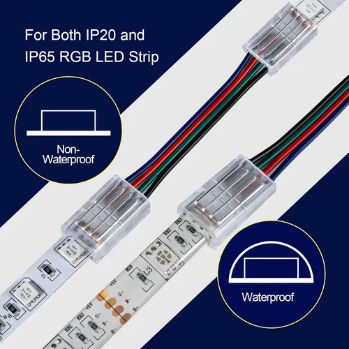Vista 9 de 20 conectores de tira LED – Conectores de luz LED, conectores LED de 4 pines de 0.394 in para tiras de luces, conectores de tira de luz LED