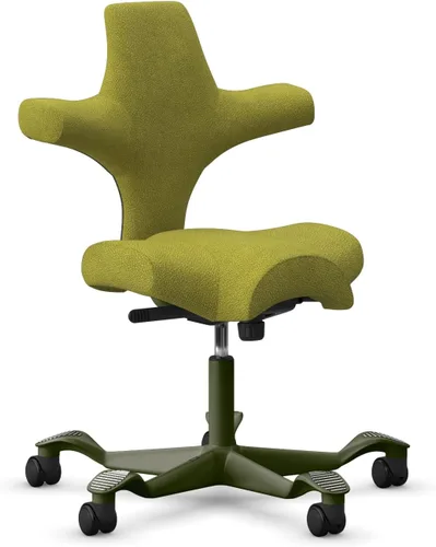 Vista 31 de HAG Capisco Sit to Stand - Silla de pie con marco negro, tapizada de ónix negro con anillo para el pie Negro Onyx