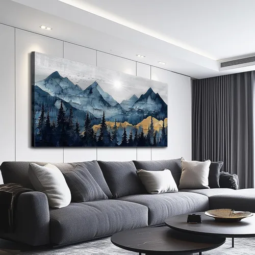 Vista 3 de FUHAIHUA Arte de Lienzo para Pared de Sala de Estar Decoración de Pared para Dormitorio Oficina Decoración de Pared Pintura de Paisaje de Montaña