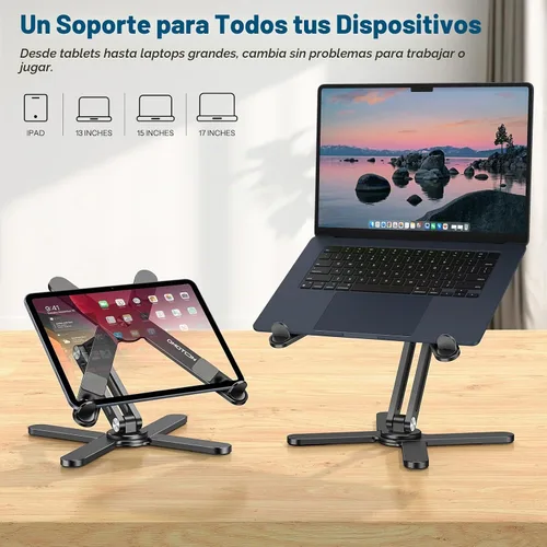Vista 6 de OMOTON LA10 - Soporte giratorio para portátil de 360°, plegable para Negro