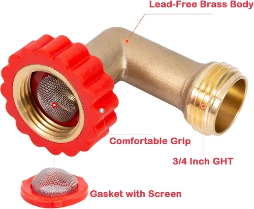 Vista 2 de Protector de manguera de latón sin plomo de 90 grados, adaptador de conexión giratoria rápida de 90°, conector de rosca de tamaño de rosca de 3/4