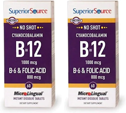 Vista 9 de Superior Source Tableta multivitamínica de ácido fólico B12/B6, 1000 mcg/2 mg/800 mcg, 60