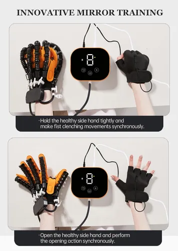 Vista 5 de Guantes robot de rehabilitación para ambas manos, equipo eléctrico para la función de la mano 2024, terapia de masaje para la recuperación de dedos