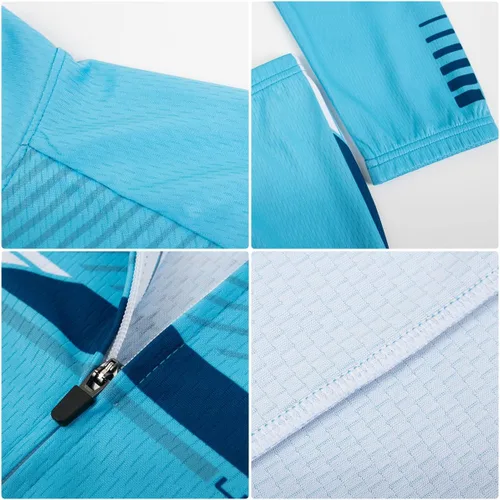 Vista 5 de ROTTO Camiseta de ciclismo para hombre, manga larga, línea simple, serie