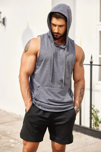 Vista 4 de COOFANDY Pantalones cortos de entrenamiento para hombre, pantalones cortos de entrenamiento atlético, pantalones cortos ajustados para levantamiento