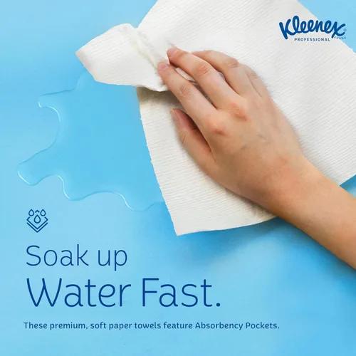 Vista 5 de Kleenex Toallas de Papel Profesionales Universales en Rollo Duro, a Granel (50606), Enrollado con Núcleo de 1.75", Bolsillos de Absorción Premium