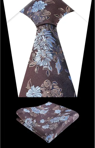 Vista 81 de Alizeal Mens 3.15inches Leaf Flower Pattern Tie with Floral Pocket Square Set