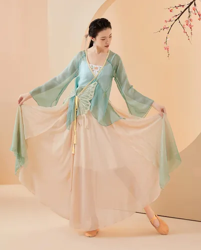 Vista 7 de Angcoco Top de gasa de mariposa bordada tradicional china para mujer + falda con vuelo de 720