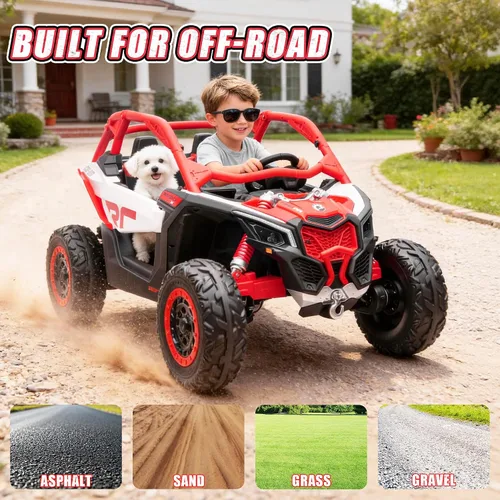 Vista 6 de 24V CAN-AM Maverick X3 con licencia de 2 plazas para niños UTV Rojo