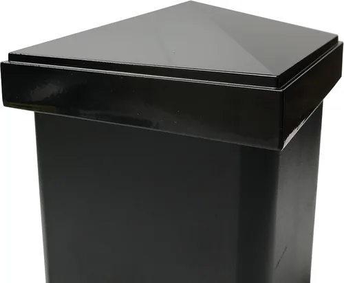 Vista 9 de Tapa de poste de pirámide de aluminio de 2 x 2 pulgadas para postes de metal, ajuste a presión, color negro con recubrimiento en polvo, resistente