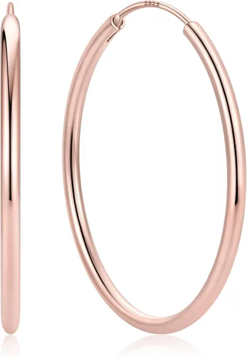 Vista 34 de ChicSilver Aretes de aro de plata de ley para mujer, aros de plata de ley 14k dorado