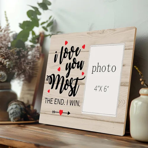 Vista 6 de I Love You Most Gifts - Marco de fotos de madera con corazones para él, su cumpleaños, aniversario, Navidad, regalo sentimental "I Love You
