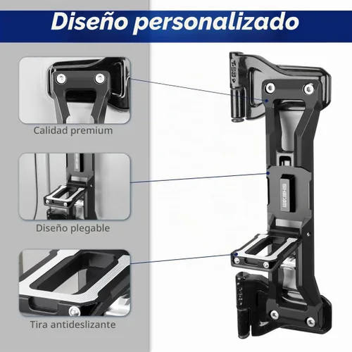 Vista 2 de Pedal plegable de bisagra de puerta compatible con Jeep Wrangler JK JL JLU Gladiator JT 2007-2023, excepto Gladiator 2021: aleación de aluminio