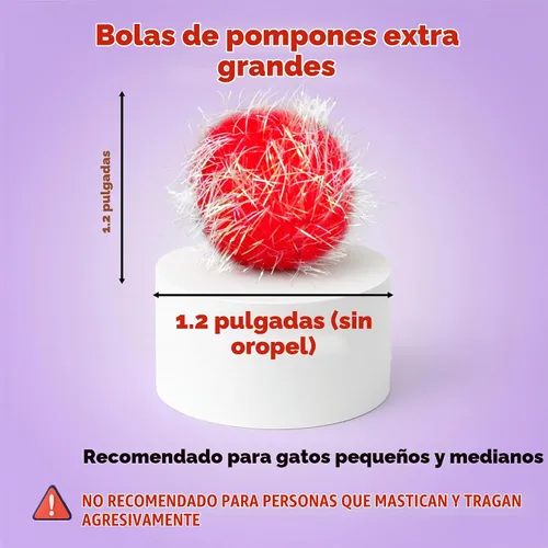 Vista 2 de 30 bolas de pompones brillantes de 1.2 pulgadas para gatos, bolas interactivas con purpurina, multicolor, lo mejor como juguetes de juego