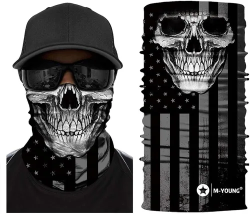 Vista 3 de Máscara de calavera, pañuelo para el cuello, gorro, bufanda mágica, diadema para protección de polvo, sol y viento