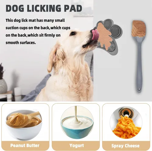 Vista 4 de Tapete de alimentación lenta con ventosas, diseño antideslizante, reductor de aburrimiento y ansiedad para perros y gatos, tapete calmante