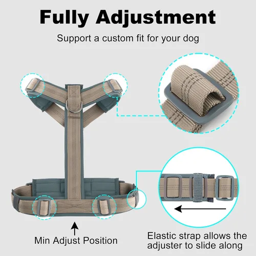 Vista 8 de Arnés para perro Plutus Pet sin tirón, arnés ajustable de nylon con acolchado suave, arnés para perro reflectante y resistente para perros pequeños