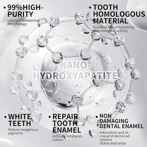 Vista 5 de 10% Nano Hidroxiapatita Pasta de dientes para reparación avanzada del esmalte y alivio de la sensibilidad, sin flúor, menta fresca, pasta dental